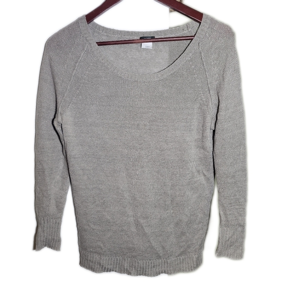 ❤️ 3 For $35 J Crew linen sweater crew neck long sleeve light weight neutral XS